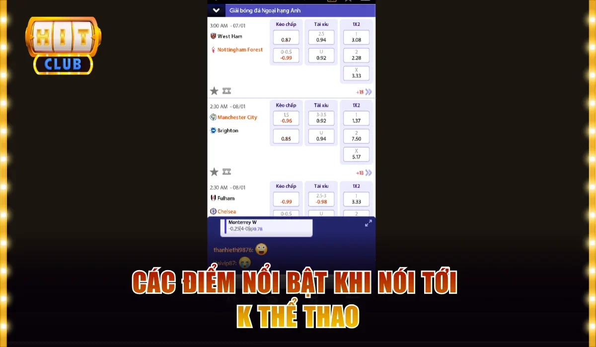 K Thể Thao Đỉnh Cao Và Chinh Phục Mọi Kèo Tại Hitclub 3 Các điểm nổi bật khi nói tới K Thể Thao